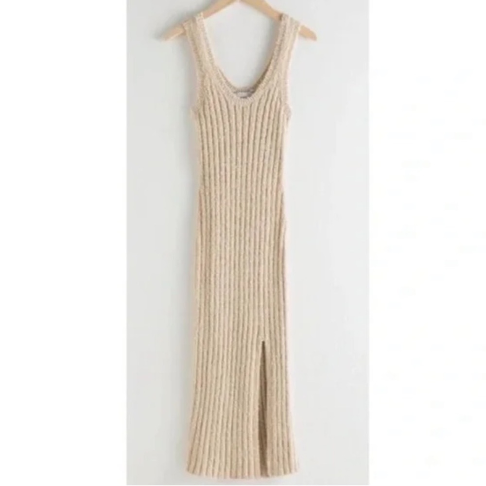 Revolve & Other Stories Gold Ribbed Knit Midi Dress Size M